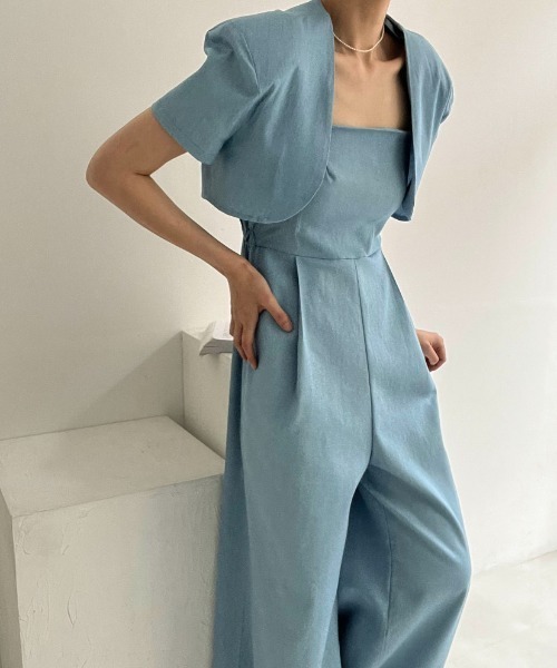 N.s（エヌドットエス）の「ショートジャケット＋キャミサロペット セットアップ（セットアップ・レディース・ブラック/ブルー/ベージュ・FREE）」の20枚目の写真