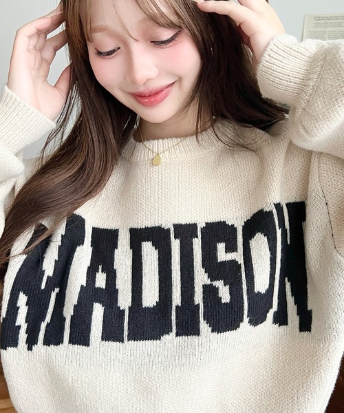 正規品♡アイスジャガード上下セット♡オフホワイト フェアアイル柄ジャガードセーター《クルーネック》 (35322821