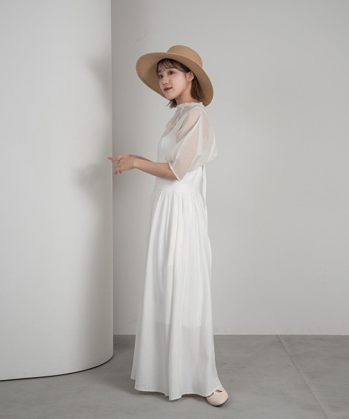 Amiur(エミレ)の「A line skirt ops / Aラインスカートワンピース(ワンピース・レディース・ホワイト/ブラック・FREE)」の3枚目の写真