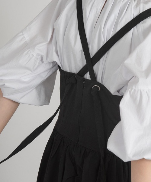 Amiur(エミレ)の「A line skirt ops / Aラインスカートワンピース(ワンピース・レディース・ホワイト/ブラック・FREE)」の8枚目の写真
