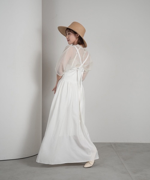 Amiur(エミレ)の「A line skirt ops / Aラインスカートワンピース(ワンピース・レディース・ホワイト/ブラック・FREE)」の18枚目の写真