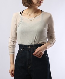 BRODIAEA コットンシフォン スーパーストレッチ ラウンドネック プルオーバー