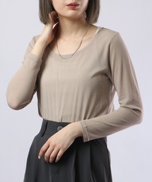 BRODIAEA コットンシフォン スーパーストレッチ ラウンドネック プルオーバー