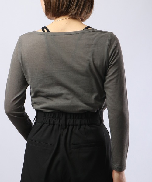 BRODIAEA(ブローディア)の「BRODIAEA コットンシフォン スーパーストレッチ ラウンドネック プルオーバー(Tシャツ/カットソー・レディース・グリーン/ベージュ/チャコール/オフホワイト/ブラック/グレー/ターコイズブルー/ピンク/ロイヤルブルー・40)」の16枚目の写真