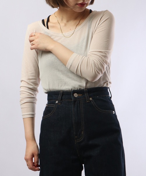 BRODIAEA(ブローディア)の「BRODIAEA コットンシフォン スーパーストレッチ ラウンドネック プルオーバー(Tシャツ/カットソー・レディース・グリーン/ベージュ/チャコール/オフホワイト/ブラック/グレー/ターコイズブルー/ピンク/ロイヤルブルー・40)」の21枚目の写真