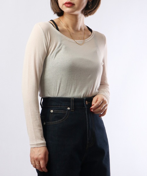 BRODIAEA(ブローディア)の「BRODIAEA コットンシフォン スーパーストレッチ ラウンドネック プルオーバー(Tシャツ/カットソー・レディース・グリーン/ベージュ/チャコール/オフホワイト/ブラック/グレー/ターコイズブルー/ピンク/ロイヤルブルー・40)」の22枚目の写真