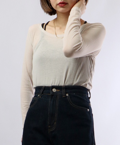 BRODIAEA(ブローディア)の「BRODIAEA コットンシフォン スーパーストレッチ ラウンドネック プルオーバー(Tシャツ/カットソー・レディース・グリーン/ベージュ/チャコール/オフホワイト/ブラック/グレー/ターコイズブルー/ピンク/ロイヤルブルー・40)」の20枚目の写真