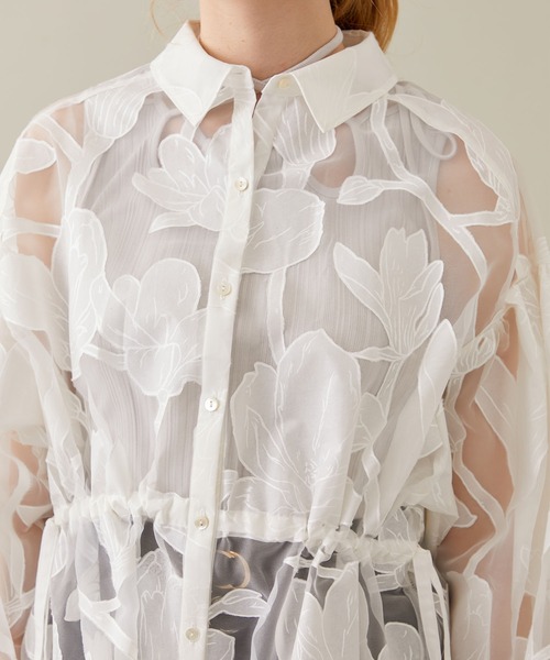 EBONY(エボニー)の「【EBONY/エボニー】Washi Flower Gather Shirt/和紙フラワーギャザーシャツ(シャツ/ブラウス・レディース・ブラック/ホワイト・2)」の20枚目の写真