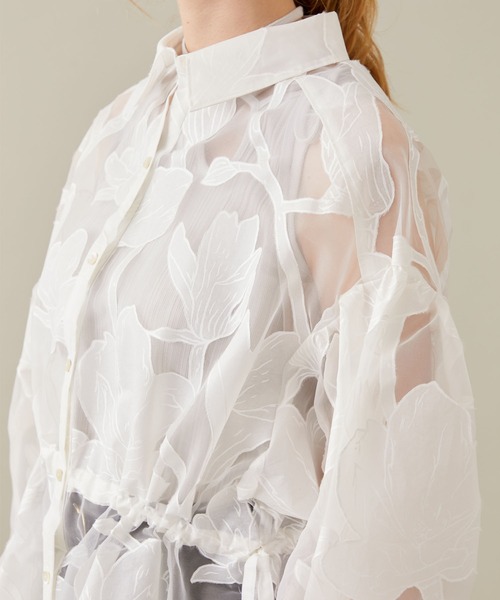 EBONY(エボニー)の「【EBONY/エボニー】Washi Flower Gather Shirt/和紙フラワーギャザーシャツ(シャツ/ブラウス・レディース・ブラック/ホワイト・2)」の15枚目の写真