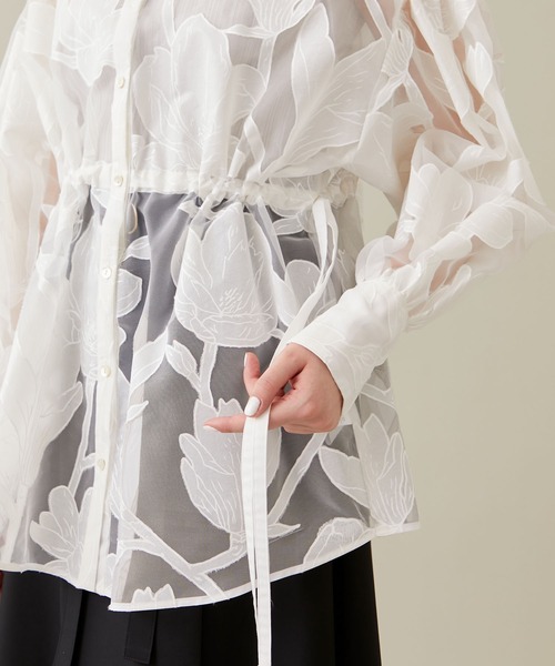 EBONY(エボニー)の「【EBONY/エボニー】Washi Flower Gather Shirt/和紙フラワーギャザーシャツ(シャツ/ブラウス・レディース・ブラック/ホワイト・2)」の22枚目の写真