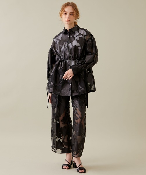 EBONY(エボニー)の「【EBONY/エボニー】Washi Flower Gather Shirt/和紙フラワーギャザーシャツ(シャツ/ブラウス・レディース・ブラック/ホワイト・2)」の7枚目の写真