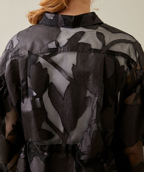 EBONY(エボニー)の「【EBONY/エボニー】Washi Flower Gather Shirt/和紙フラワーギャザーシャツ(シャツ/ブラウス・レディース・ブラック/ホワイト・2)」の5枚目の写真