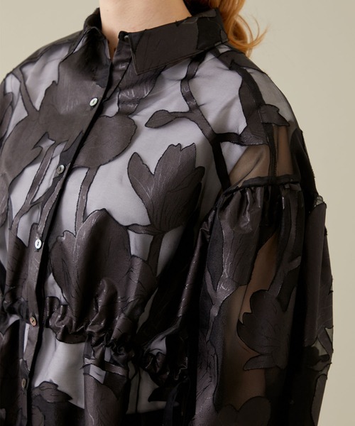 EBONY(エボニー)の「【EBONY/エボニー】Washi Flower Gather Shirt/和紙フラワーギャザーシャツ(シャツ/ブラウス・レディース・ブラック/ホワイト・2)」の11枚目の写真