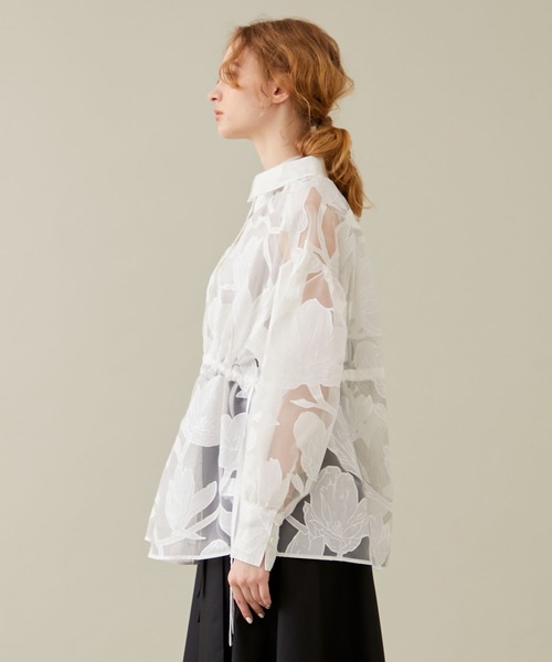 EBONY(エボニー)の「【EBONY/エボニー】Washi Flower Gather Shirt/和紙フラワーギャザーシャツ(シャツ/ブラウス・レディース・ブラック/ホワイト・2)」の12枚目の写真