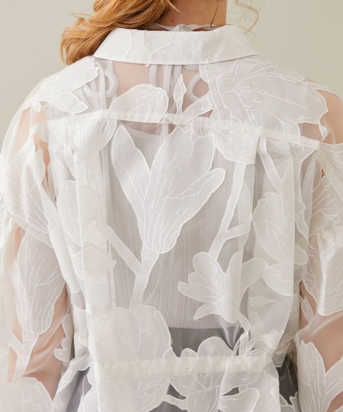 EBONY(エボニー)の「【EBONY/エボニー】Washi Flower Gather Shirt/和紙フラワーギャザーシャツ(シャツ/ブラウス・レディース・ブラック/ホワイト・2)」の10枚目の写真