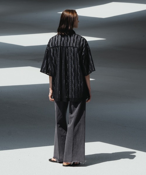 No.275 Prince 黒レースの豪華シャツ LL 新品 セール】LACE SHEER REGULAR SHIRT/レースシアーレギュラー
