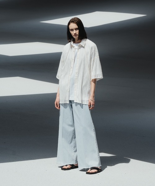 SELLE GLANT(セレグランテ)の「LACE SHEER REGULAR SHIRT/レースシアーレギュラーシャツ(シャツ/ブラウス・メンズ・ブラック/オフホワイト・MEDIUM/LARGE)」の6枚目の写真