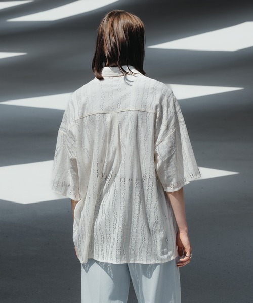 SELLE GLANT(セレグランテ)の「LACE SHEER REGULAR SHIRT/レースシアーレギュラーシャツ(シャツ/ブラウス・メンズ・ブラック/オフホワイト・MEDIUM/LARGE)」の5枚目の写真