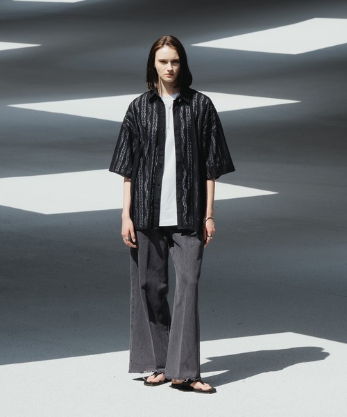 No.275 Prince 黒レースの豪華シャツ LL 新品 セール】LACE SHEER REGULAR SHIRT/レースシアーレギュラー