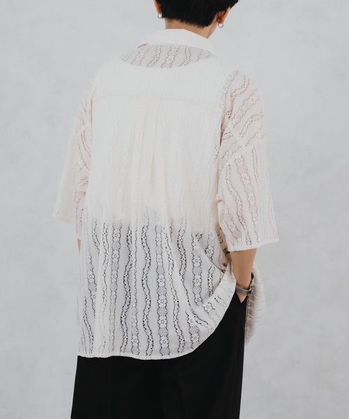SELLE GLANT(セレグランテ)の「LACE SHEER REGULAR SHIRT/レースシアーレギュラーシャツ(シャツ/ブラウス・メンズ・ブラック/オフホワイト・MEDIUM/LARGE)」の18枚目の写真