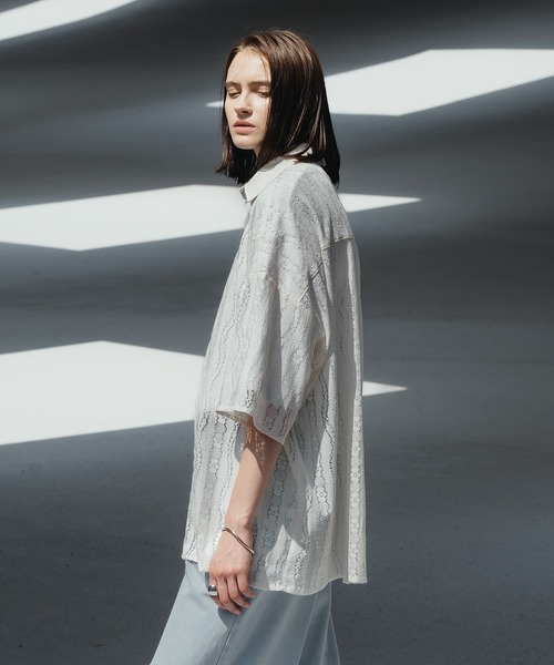 No.275 Prince 黒レースの豪華シャツ LL 新品 セール】LACE SHEER REGULAR SHIRT/レースシアーレギュラー