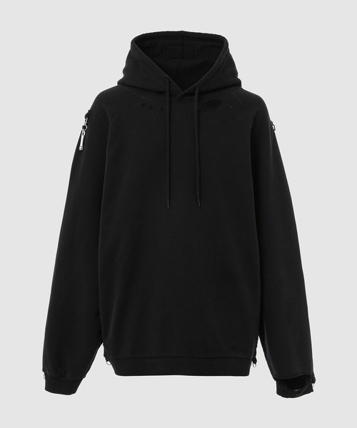 RAF SIMONS(ラフシモンズ)の「Washed big fit hoodie with clasps and patch(パーカー・メンズ・ブラック・XS/S)」の1枚目の写真