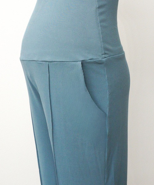 SweetMommy（スウィートマミー）の「さらさら フリーカットリブニットパンツ　選べる2タイプ [マタニティ 産前産後]（マタニティウェア/グッズ・レディース・ライトブルー/ブラック/グリーン系1/チャコールグレー/ベージュ/ライトベージュ/ブルー/モカ/ブラック系・M/L）」の22枚目の写真