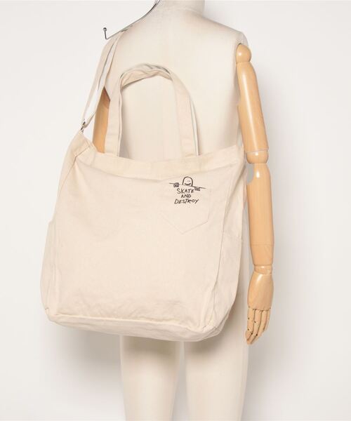 THRASHER（スラッシャー）の「スラッシャー トートバッグ L 帆布 キャンバス 2Way（ショルダーバッグ・メンズ・グレー/ベージュ/ブラック/アイボリー/ブラック系その他2/ホワイト系その他2・FREE）」の13枚目の写真