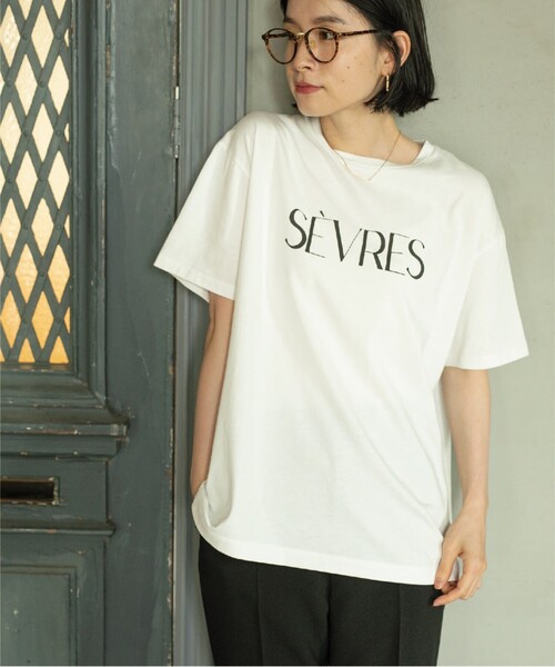 OPAQUE.CLIP（オペークドットクリップ）の「◆ドロップショルダーロゴプリントTシャツ/コットン100％【洗濯機洗い可】（Tシャツ/カットソー・レディース・ブラック/オフホワイト/レンガ・00）」の4枚目の写真