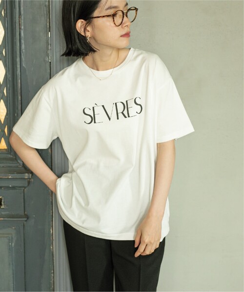 OPAQUE.CLIP（オペークドットクリップ）の「◆ドロップショルダーロゴプリントTシャツ/コットン100％【洗濯機洗い可】（Tシャツ/カットソー・レディース・ブラック/オフホワイト/レンガ・00）」の8枚目の写真