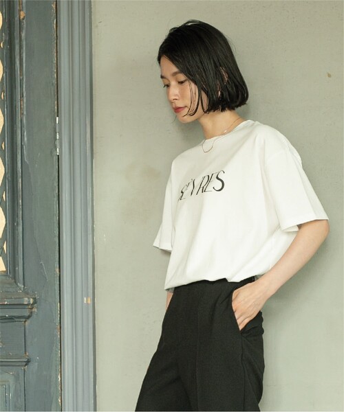 OPAQUE.CLIP（オペークドットクリップ）の「◆ドロップショルダーロゴプリントTシャツ/コットン100％【洗濯機洗い可】（Tシャツ/カットソー・レディース・ブラック/オフホワイト/レンガ・00）」の20枚目の写真