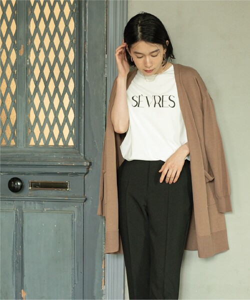 OPAQUE.CLIP（オペークドットクリップ）の「◆ドロップショルダーロゴプリントTシャツ/コットン100％【洗濯機洗い可】（Tシャツ/カットソー・レディース・ブラック/オフホワイト/レンガ・00）」の9枚目の写真