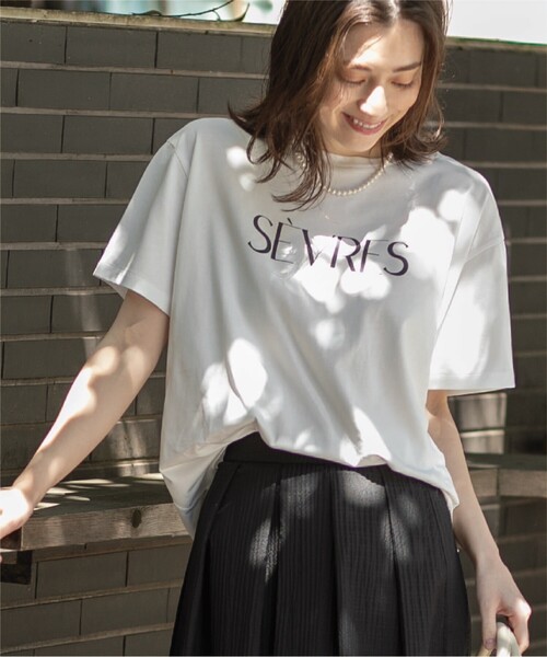 OPAQUE.CLIP（オペークドットクリップ）の「◆ドロップショルダーロゴプリントTシャツ/コットン100％【洗濯機洗い可】（Tシャツ/カットソー・レディース・ブラック/オフホワイト/レンガ・00）」の17枚目の写真