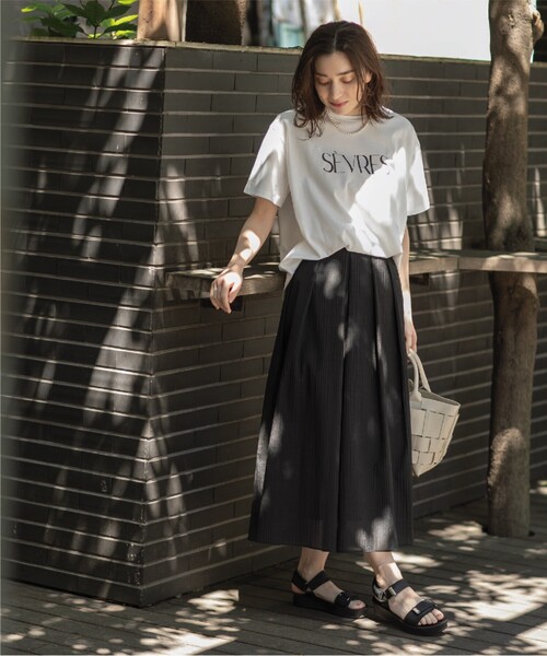 OPAQUE.CLIP（オペークドットクリップ）の「◆ドロップショルダーロゴプリントTシャツ/コットン100％【洗濯機洗い可】（Tシャツ/カットソー・レディース・ブラック/オフホワイト/レンガ・00）」の10枚目の写真