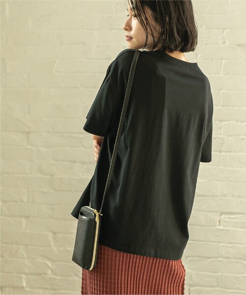 OPAQUE.CLIP（オペークドットクリップ）の「◆ドロップショルダーロゴプリントTシャツ/コットン100％【洗濯機洗い可】（Tシャツ/カットソー・レディース・ブラック/オフホワイト/レンガ・00）」の14枚目の写真