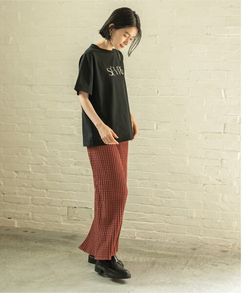 OPAQUE.CLIP（オペークドットクリップ）の「◆ドロップショルダーロゴプリントTシャツ/コットン100％【洗濯機洗い可】（Tシャツ/カットソー・レディース・ブラック/オフホワイト/レンガ・00）」の7枚目の写真