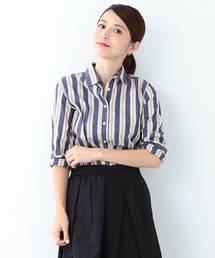 Demi-Luxe BEAMS | ORIAN / マルチストラライプ ストレッチミニシャツ(シャツ/ブラウス)