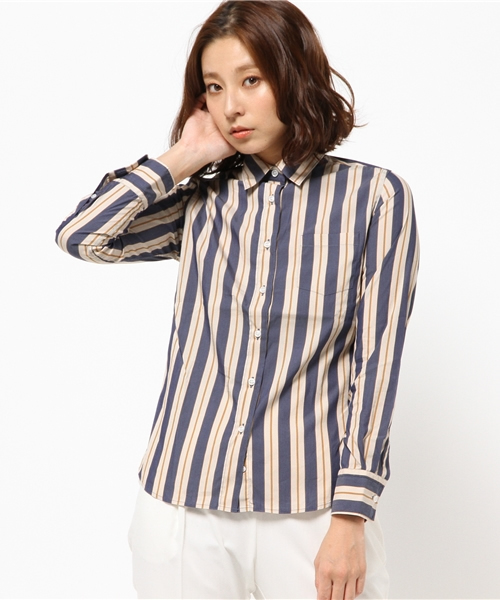 Demi-Luxe BEAMS（デミルクス ビームス）の「ORIAN / マルチストラライプ ストレッチミニシャツ（シャツ/ブラウス・レディース・ベージュ・40/38）」の7枚目の写真