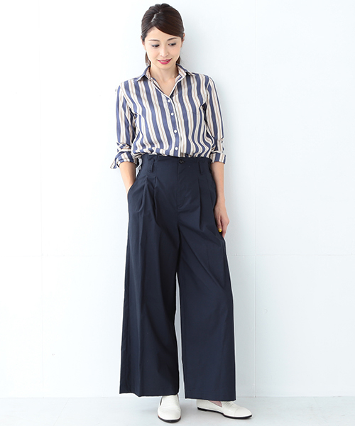 Demi-Luxe BEAMS（デミルクス ビームス）の「ORIAN / マルチストラライプ ストレッチミニシャツ（シャツ/ブラウス・レディース・ベージュ・40/38）」の8枚目の写真