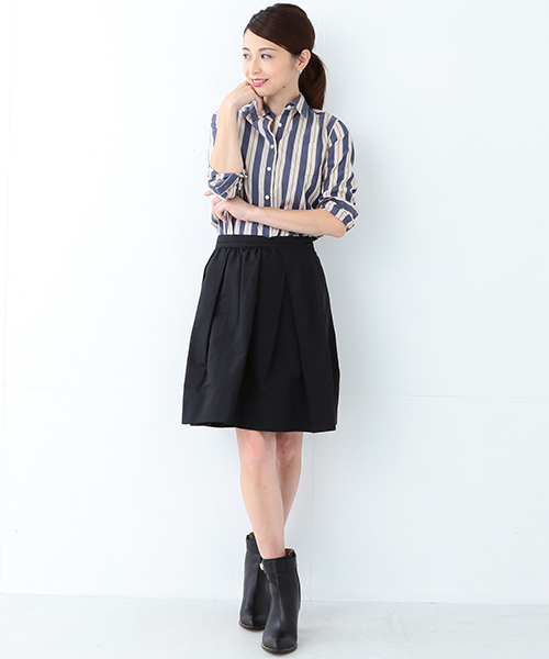 Demi-Luxe BEAMS（デミルクス ビームス）の「ORIAN / マルチストラライプ ストレッチミニシャツ（シャツ/ブラウス・レディース・ベージュ・40/38）」の11枚目の写真