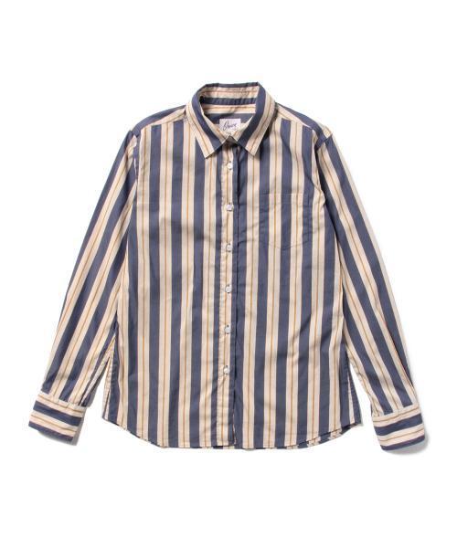 Demi-Luxe BEAMS（デミルクス ビームス）の「ORIAN / マルチストラライプ ストレッチミニシャツ（シャツ/ブラウス・レディース・ベージュ・40/38）」の2枚目の写真