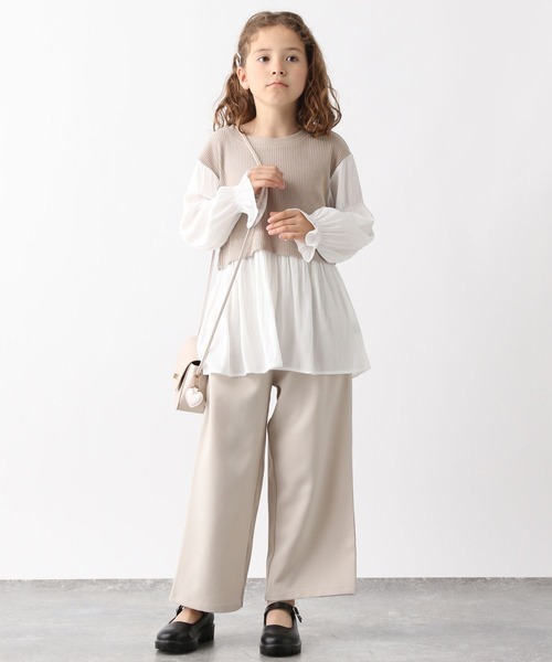 GLOBAL WORK（グローバルワーク）の「オシャラクドッキングプルオーバー長袖/キッズ/963015（その他トップス・キッズ・ブラック/ベージュ・100cm/110cm/120cm/130cm/140cm/150cm/160cm）」の3枚目の写真