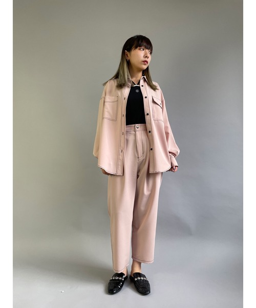 179/WG（イチナナキュウダブルジー）の「配色ステッチサルエルパンツ（その他パンツ・レディース・ピンク/ブラック/ブルー/オフホワイト・SMALL/MEDIUM）」の6枚目の写真