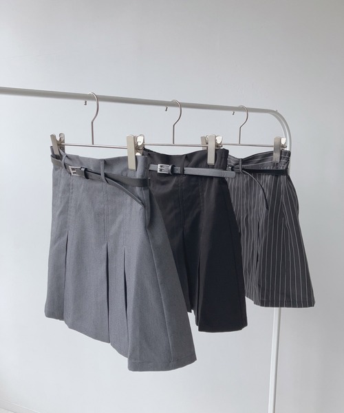 AS KNOW AS plus（アズノゥアズプラス）の「☆ベルト付プリーツミニスカート（スカート・レディース・ブラック/グレー/グレー系その他・FREE）」の6枚目の写真