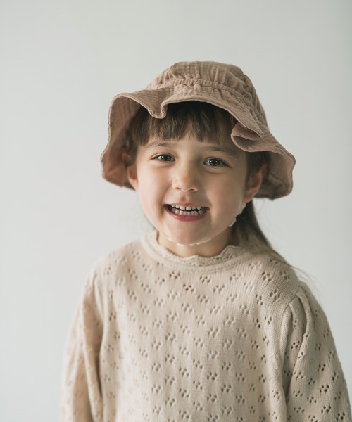 riziere（リジェール）の「ダブルガーゼフリルハット（ハット・キッズ・グレイッシュベージュ/ブラウン系1/ピンク・FREE）」の5枚目の写真