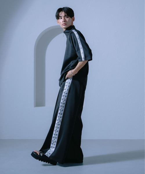 Ellno Loset（エルノロゼット）の「ジャガードラインハーフジッププルオーバー/セットアップ対応（Tシャツ/カットソー・メンズ・ブラック/ブルーグリーン・LARGE/MEDIUM/SMALL）」の11枚目の写真