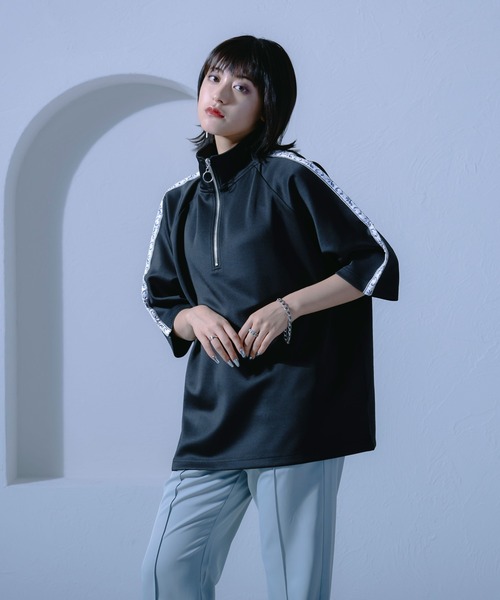 Ellno Loset（エルノロゼット）の「ジャガードラインハーフジッププルオーバー/セットアップ対応（Tシャツ/カットソー・メンズ・ブラック/ブルーグリーン・LARGE/MEDIUM/SMALL）」の14枚目の写真