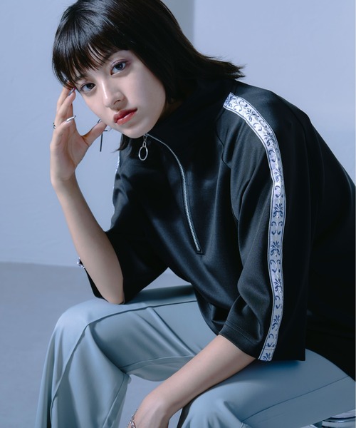 Ellno Loset（エルノロゼット）の「ジャガードラインハーフジッププルオーバー/セットアップ対応（Tシャツ/カットソー・メンズ・ブラック/ブルーグリーン・LARGE/MEDIUM/SMALL）」の17枚目の写真