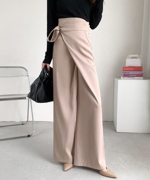 ABITOKYO（アビトーキョー）の「サイドリボンラップ風ワイドパンツ（その他パンツ・レディース・モカ/ベージュ/ブラック・M/L）」の5枚目の写真