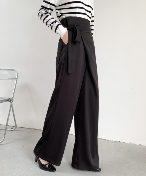 ABITOKYO（アビトーキョー）の「サイドリボンラップ風ワイドパンツ（その他パンツ・レディース・モカ/ベージュ/ブラック・M/L）」の11枚目の写真
